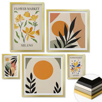 WANDBILDER 5er Set - 50x50 cm & 20x30 cm & 40x60 cm Goldrahmen - Abstrakte geometrische Formen - Goldfarben, Kunststoff (40/60cm) - ArtPrintCave
