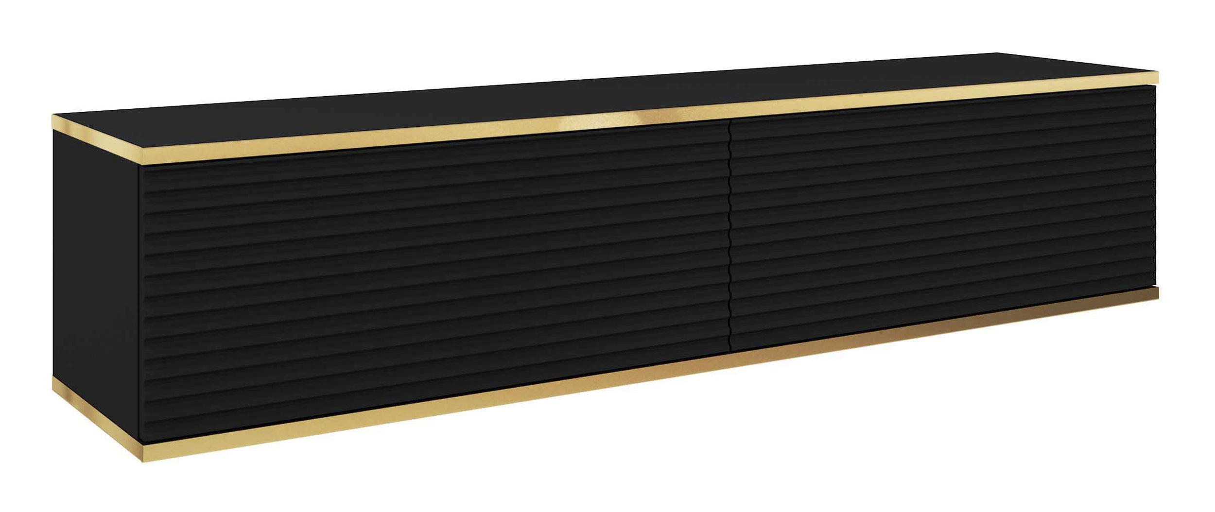 TV-HÄNGEBOARD Mucalma Schwarze mit geriffelten Fronten 135 cm - Schwarz, Holzwerkstoff (135/30/32cm) - Selsey