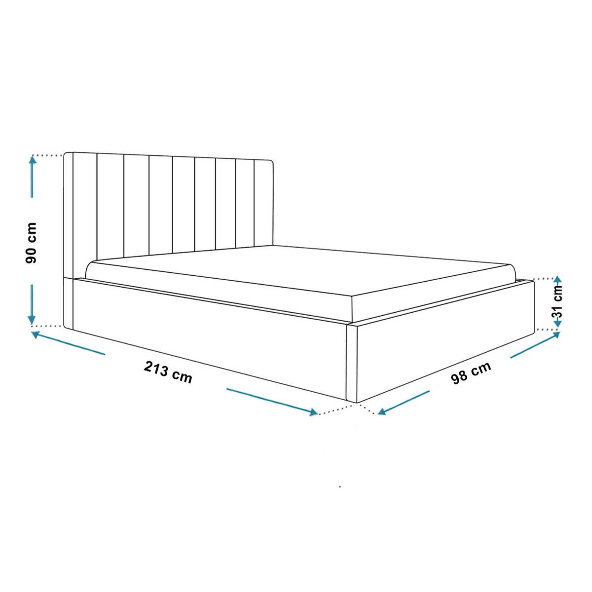 BETT 90x200 - Polsterbett mit Bettkasten und Holzrahmen - Modern Betten - Glatter Kronos-Stoff - Kollektion Sapporo - Grün - Grün, Holz/Textil (90/200cm) - Alpi-Möbel