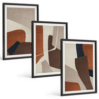 BILDER SET 3er Set - 40x60 cm Schwarzer Rahmen - Abstrakte moderne Strukturen - Schwarz, Kunststoff (40/60cm) - TULUP
