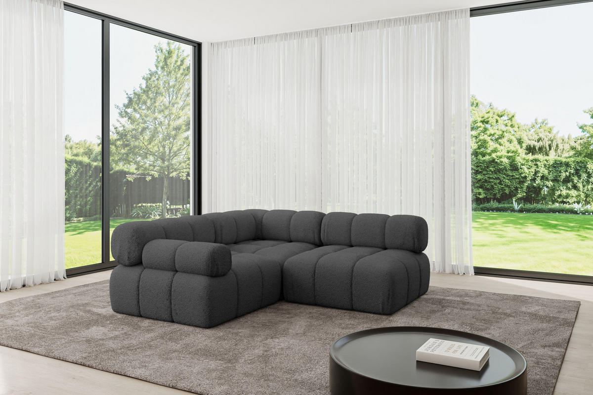 ECKSOFA modulares Sofa Mende-L1 - 190x190x70 cm Grau Bouclé - Grau, Holzwerkstoff/Textil (190/190cm) - ALTDECOR