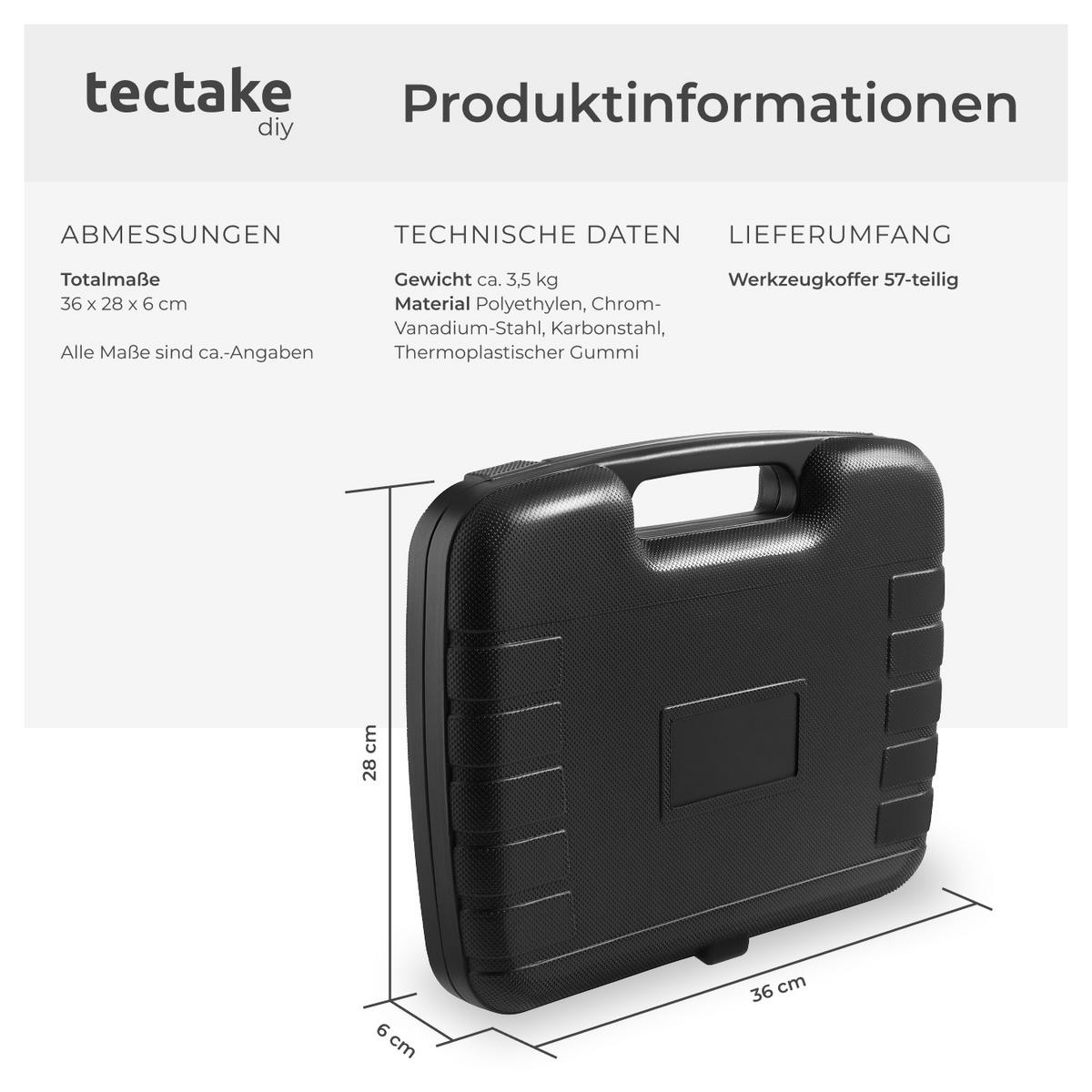 WERKZEUGKOFFER Luigi,mit Tragegriff,schwarz - Schwarz, Kunststoff (28/6/36cm) - tectake