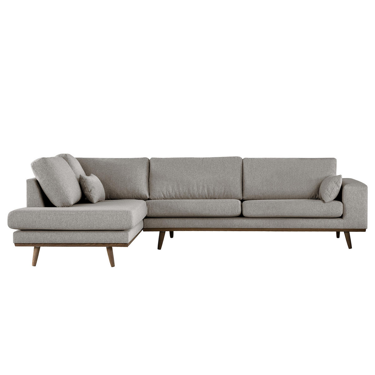 ECKSOFA mit Ottomane - Eichefarben/Graubraun, Eichenholz/Textil (287/219cm) - home24