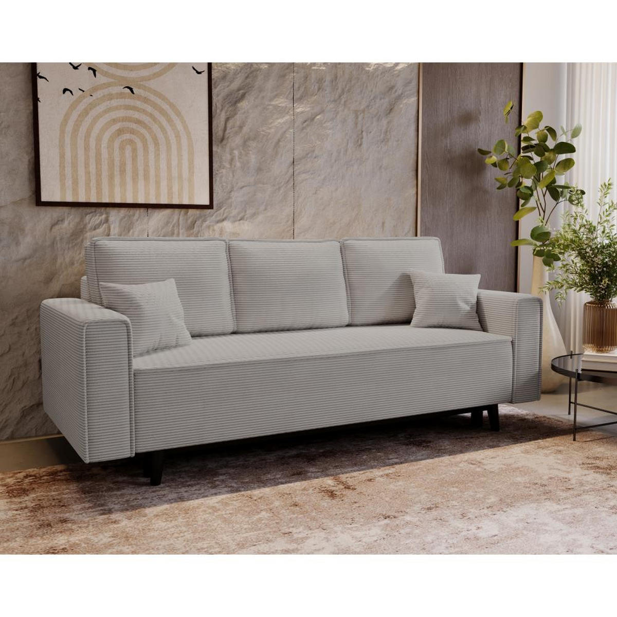 3-SITZER SOFA Monte mit Schlaffunktion cappuccino - Cappuccino, Textil (225/73/95cm) - Beautysofa