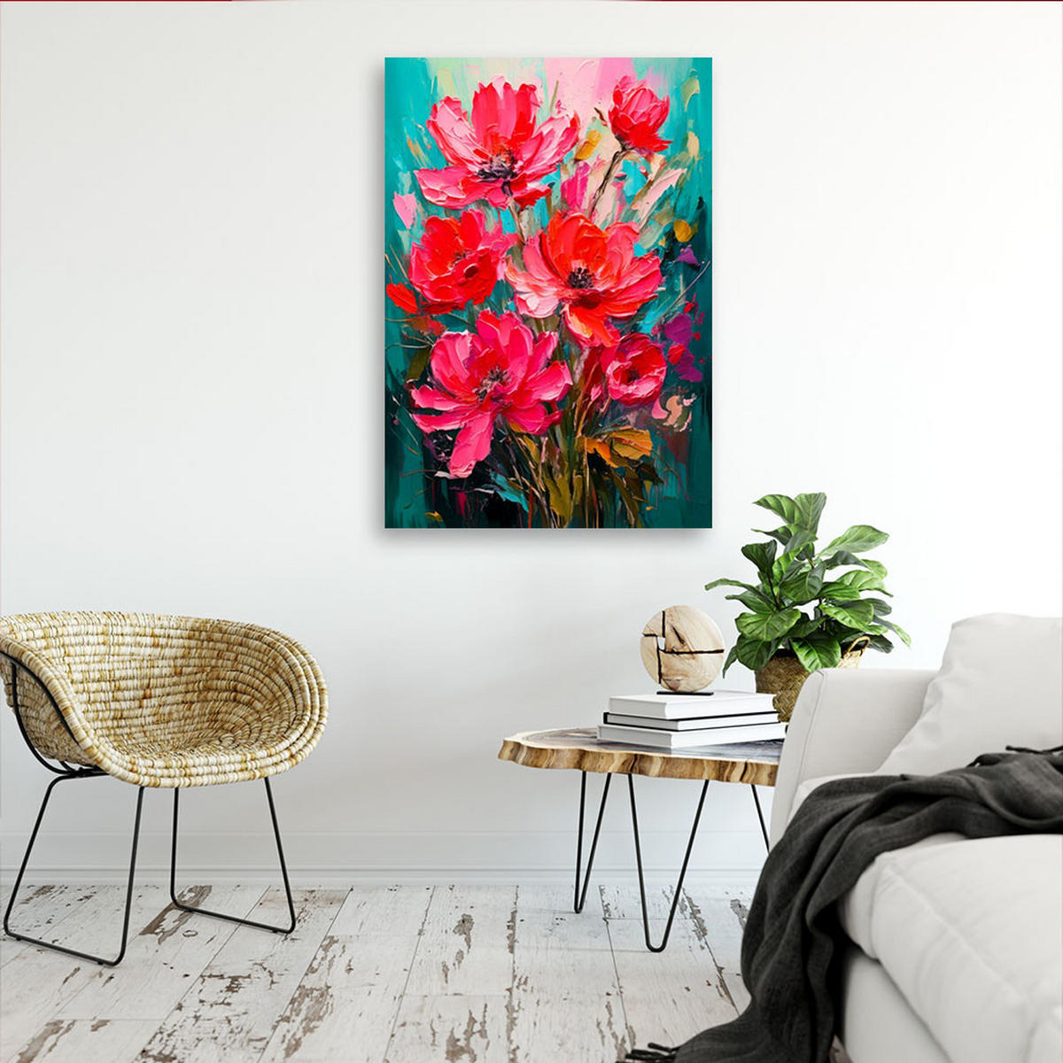 LEINWANDBILD Blumen 80x120cm - Rosa, Textil (80/120cm) - Feeby