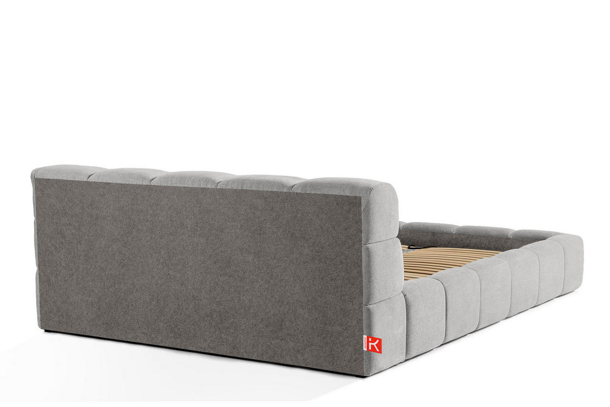 POLSTERBETT AERI 140/160/180/200 mit Rahmen und Bettkasten, hellgrau - Hellgrau, Holz/Holzwerkstoff (180/200cm) - KONSIMO®