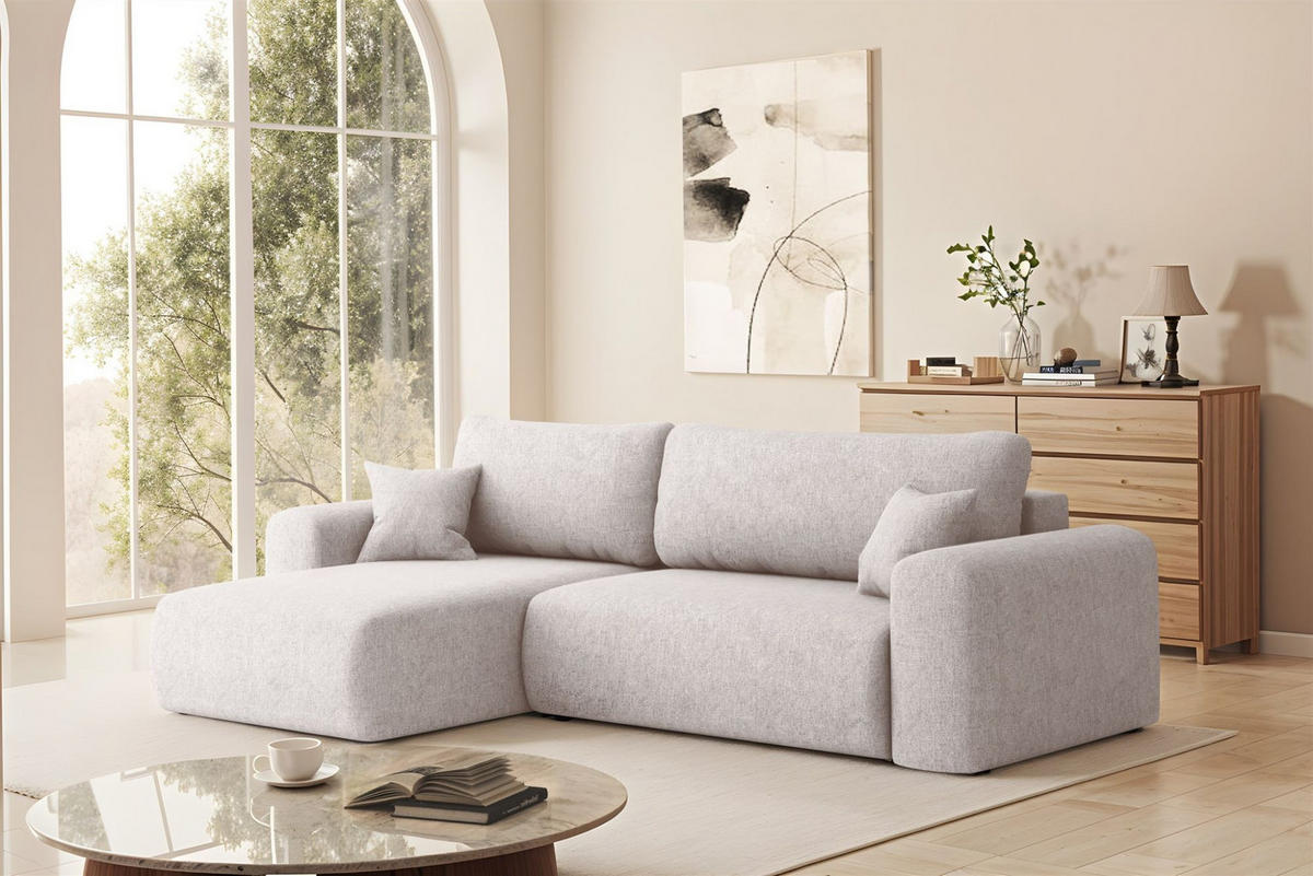 ECKSOFA Flora In Verita - Beige, Holzwerkstoff/Textil (145/272cm) - Fun Möbel