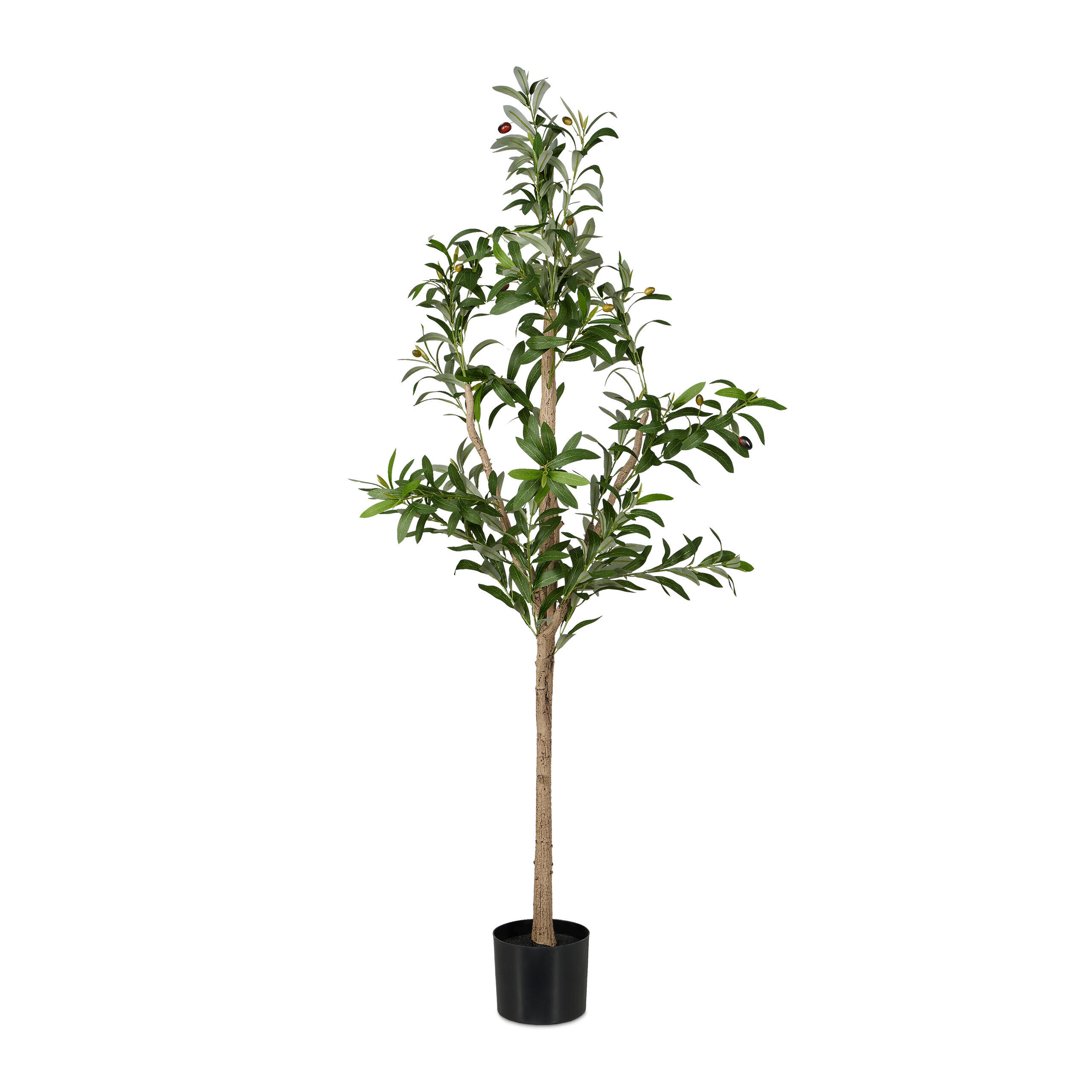 OLIVENBAUM - Dunkelgrün/Grün, Kunststoff/Stein (150cm) - Relaxdays