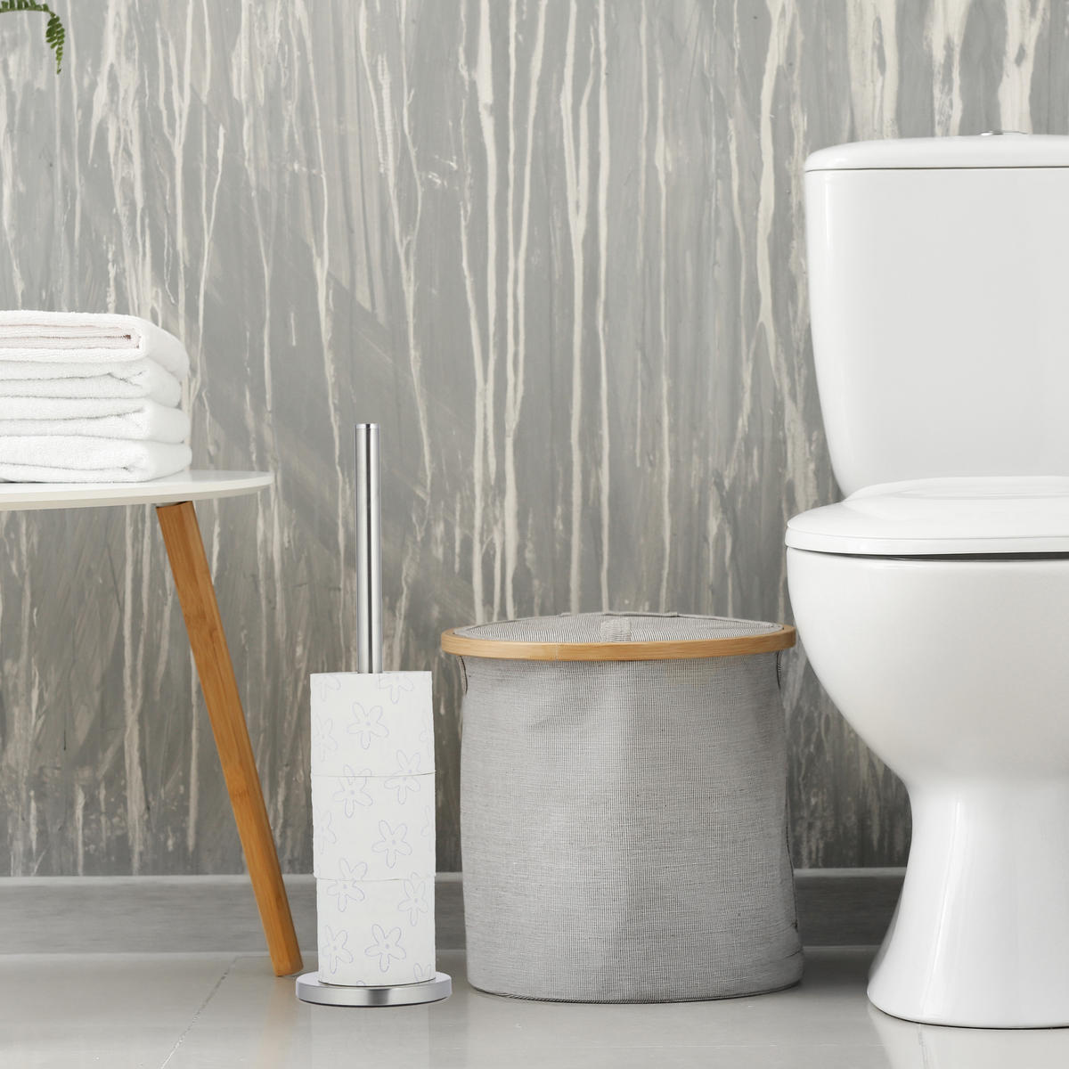 TOILETTENPAPIER Aufbewahrung - Silberfarben, Metall (15/55/15cm) - Relaxdays