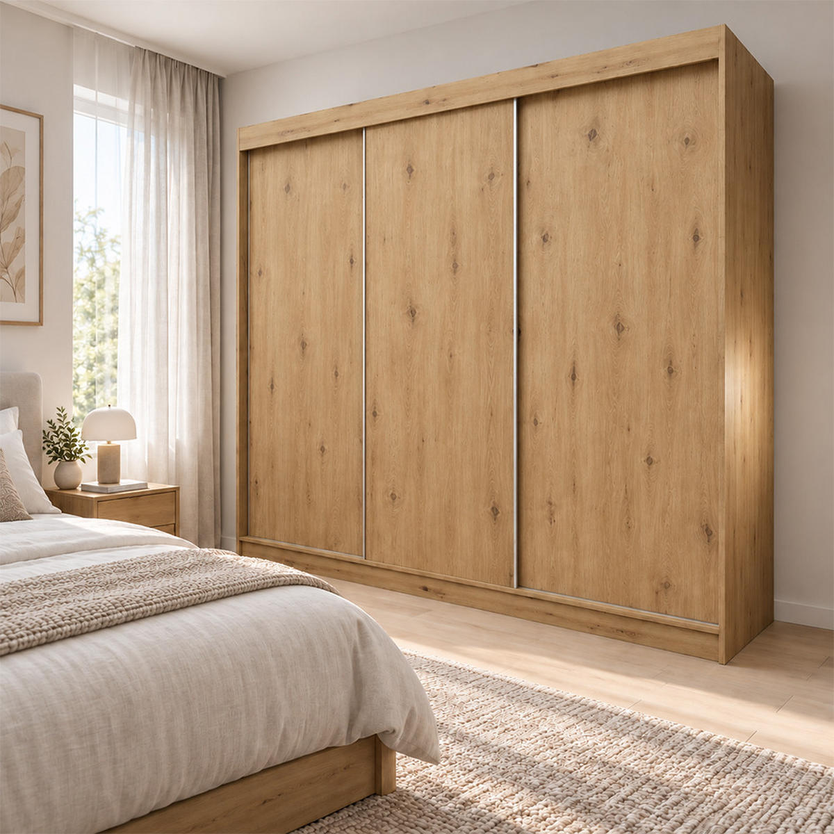 KLEIDERSCHRANK Steria 240 cm Artisan Griffe silber - Eiche Artisan, Holzwerkstoff (240/216/61cm) - KS Home Concept