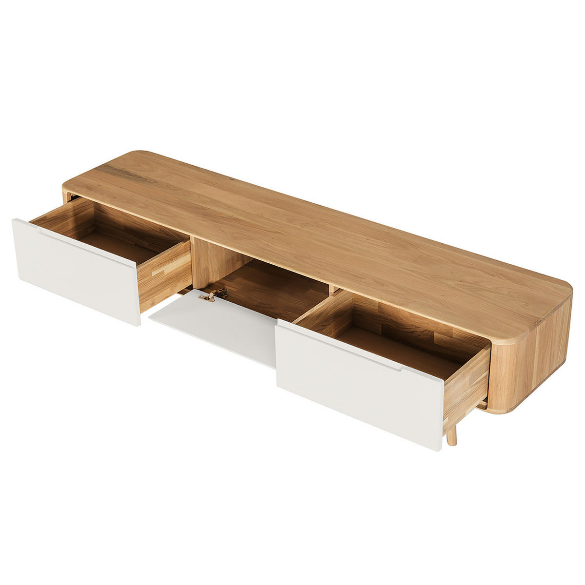 TV-LOWBOARD - Wildeiche teilmassiv - Wildeiche/Weiß, Holzwerkstoff (180/45/42cm) - home24