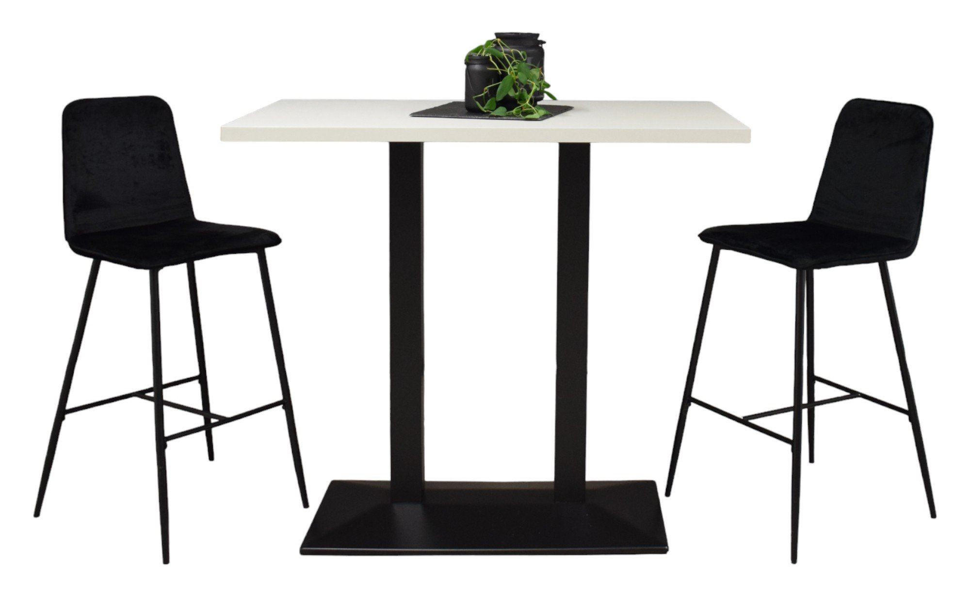 TRESENTISCH Electra 120x70x106 schwarz matt/weiß matt lack - Weiß, Metall (120/70/106cm) - 58aufmkessel