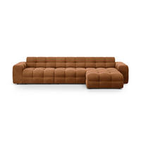 ECKSOFA rechts Kendal aus Samt kamel 5 Sitzplätze - Hellbraun, Textil (173/357cm) - Micadoni