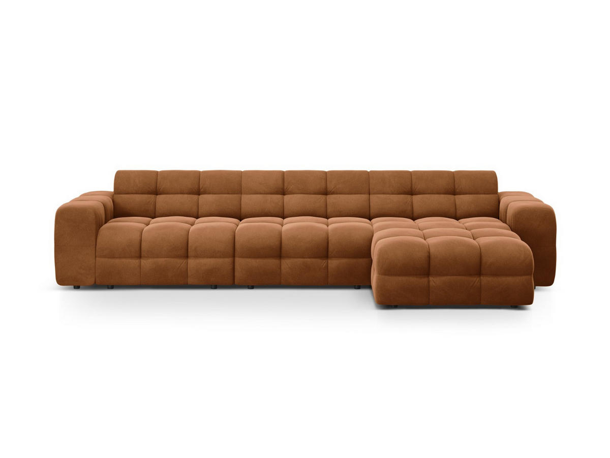 ECKSOFA rechts Kendal aus Samt kamel 5 Sitzplätze - Hellbraun, Textil (173/357cm) - Micadoni