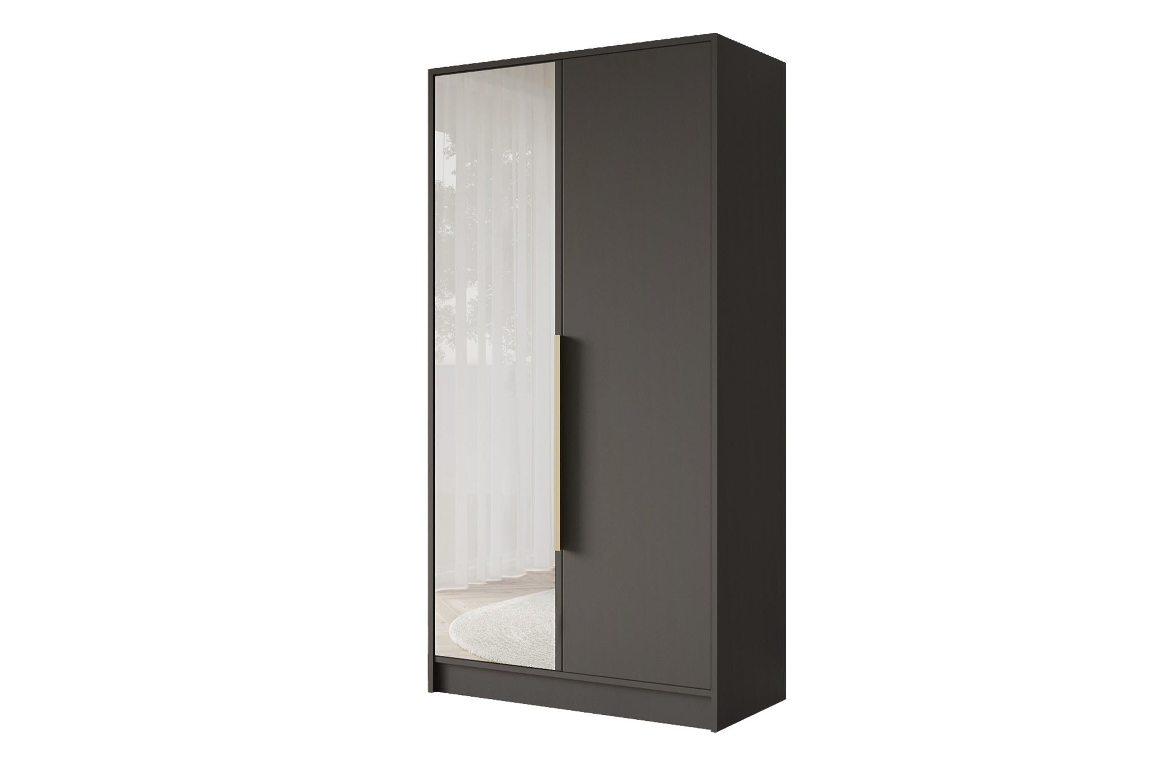KLEIDERSCHRANK - LUSSO - 102 - Schwarz - Schwarz Hochglanz/Schwarz, Holzwerkstoff (102/200/51cm) - ALTDECOR