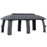 GARTENPAVILLON 300/600/278 cm mit Winddach, Seitenwänden und Insektenschutz, Dunkelgrau - Dunkelgrau, Textil (300/278/600cm) - Redom