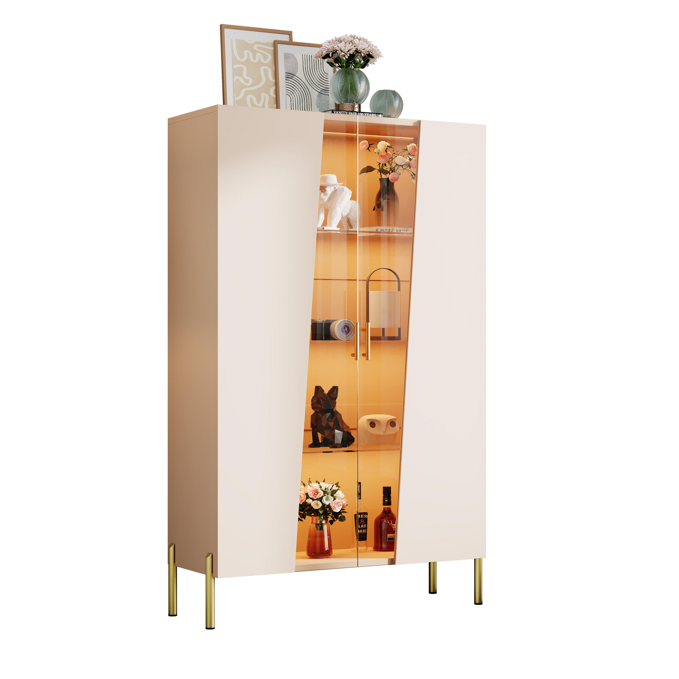 Flieks Vitrine Beige 72x145x40 cm