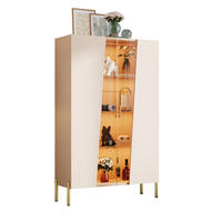 VITRINE 72x40x145 cm mit LED und Glastür - Beige, Holzwerkstoff (72/145/40cm) - FLIEKS
