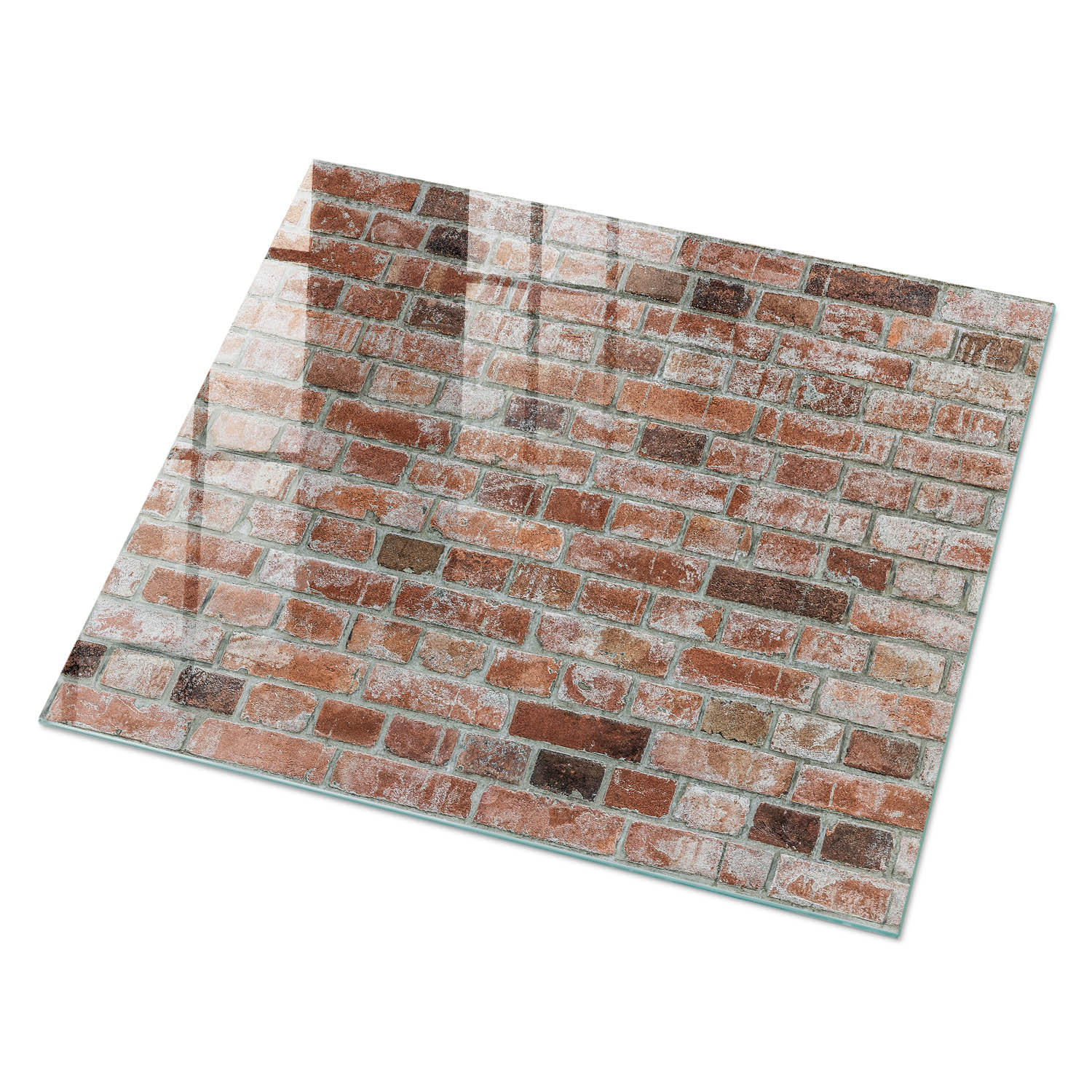 GLASPLATTE 80x60 cm – Ziegelmauer - Beige, Glas (0.4/80/60cm) - ArtPrintCave