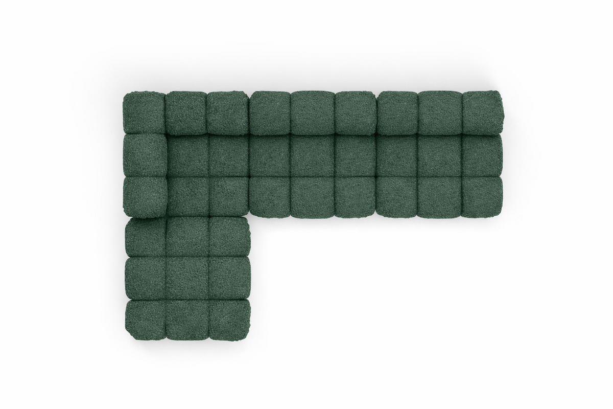 ECKSOFA L-Form Modulare, Bouclé-Stoff Abriamo, Dunkelgrün, Links, Selia - Dunkelgrün, Holz (285/160cm) - Kaiser Möbel
