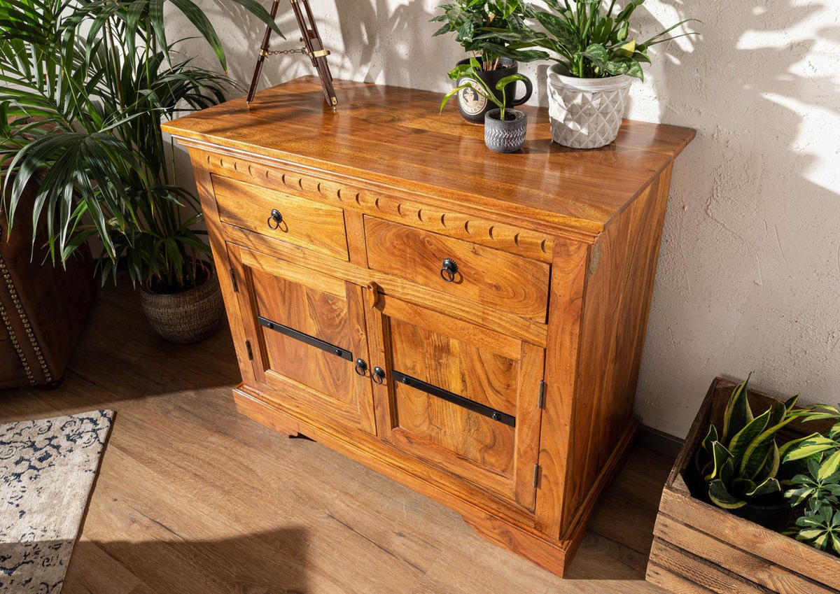 KOMMODE Akazie 107x50x88 honig lackiert OXFORD #0424 - Braun, Holz (107/88/50cm) - Massivmoebel24