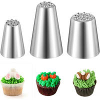 SPRITZTÜLLEN 3-teiliges Set Edelstahl Grastüllen für Kuchendekoration - Silberfarben, Metall (2.5/2.5/4cm)