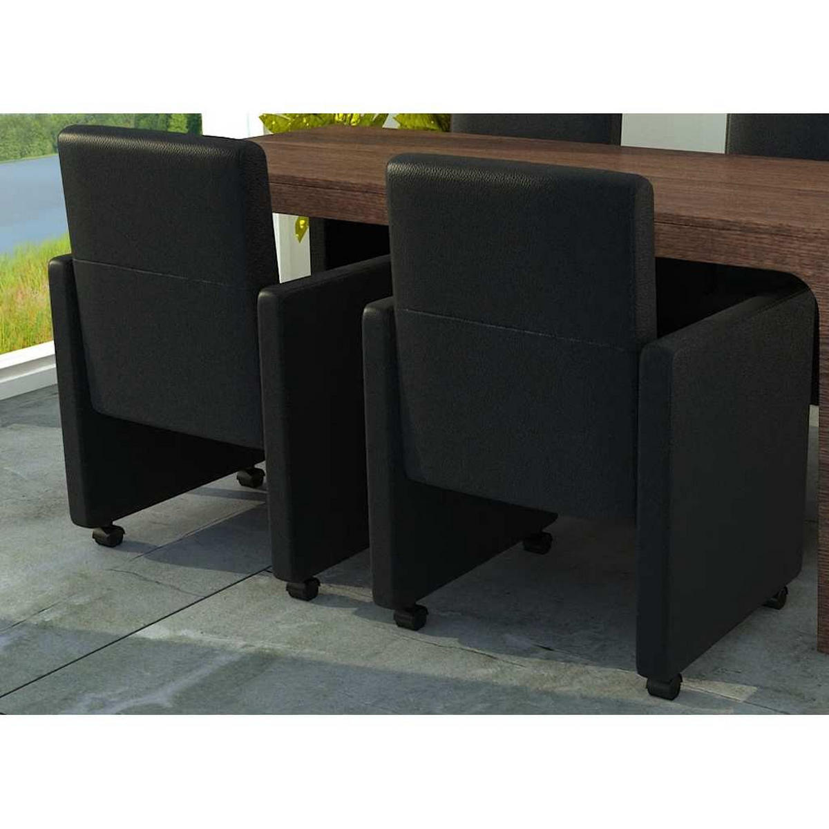 ESSZIMMERSTÜHLE 2 Stk. Schwarz Kunstleder 58.5*65*88cm - Schwarz, Leder (58.5/88/65cm) - ZMH