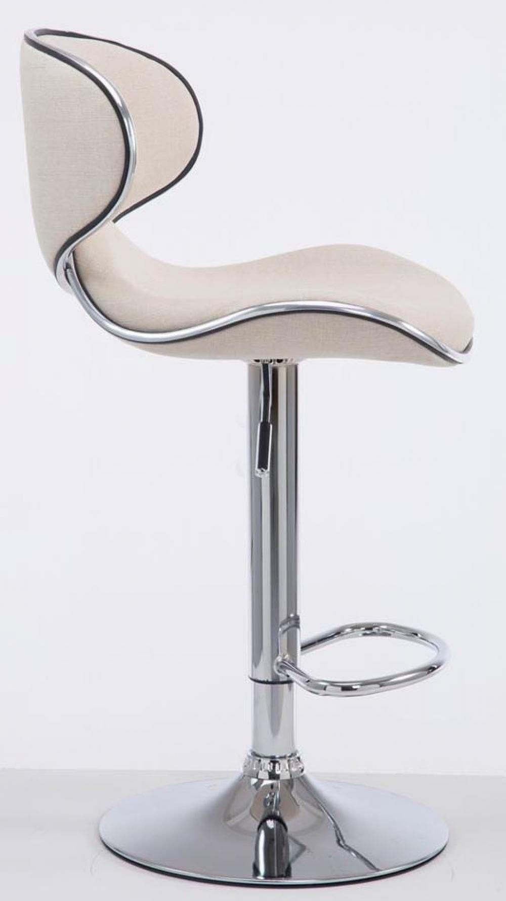 BARHOCKER 2er Set Stoff creme - Chromfarben/Creme, Textil/Metall (46/88/49cm) - CLP