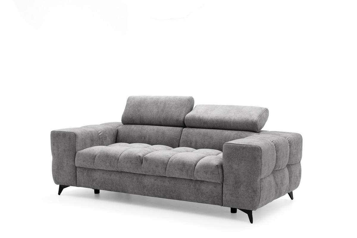 2-SITZER-SOFA PUDDING 209 cm Velours Grau - Schwarz/Grau, Holz/Textil (209/93/100cm) - Muffo
