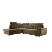 ECKSOFA LOTTA SALVADOR Bettkasten verstellbare Kopfstützen hochwertige Verarbeitung lose Rückenkissen freistehend LINKS 212x258x106 cm Olive green - Olivgrün, Holz/Textil (212/258cm) - DomoHome