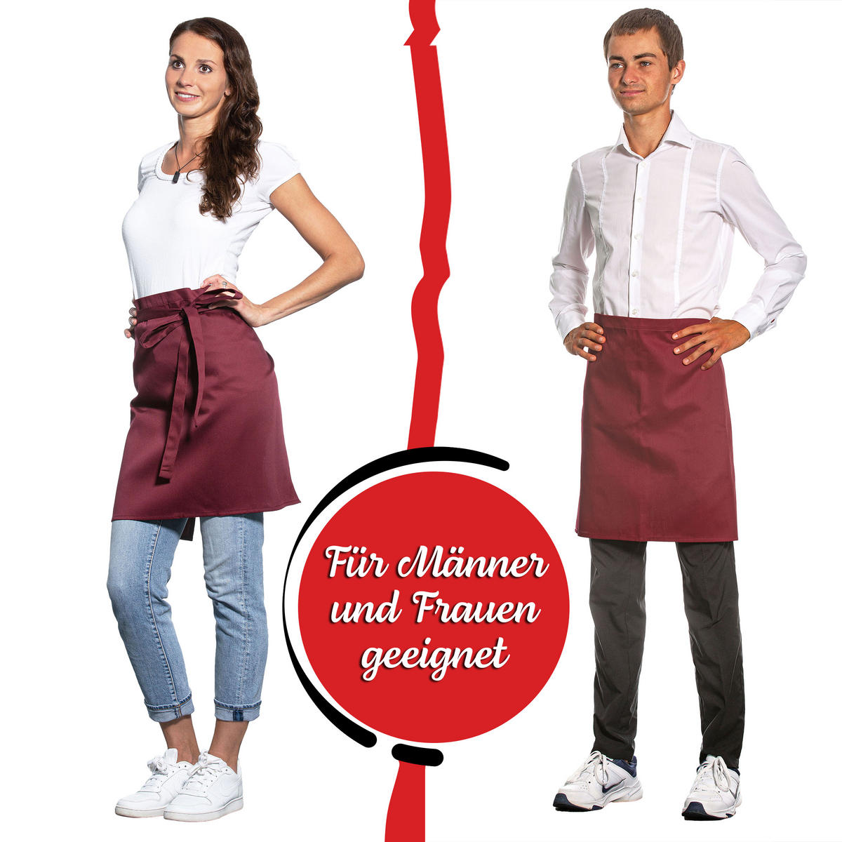 SCHÜRZE , Einheitsgröße, 65% Polyester, 35% Baumwolle, Rot - Bordeaux, Textil (50/80cm) - Zollner