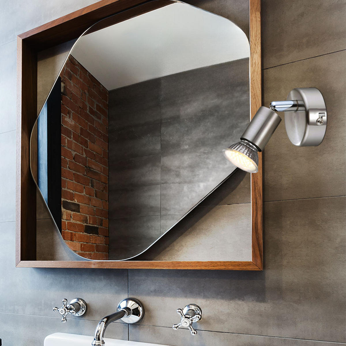 LED WANDLEUCHTE MATRIX Silber Matt Nickel - Silberfarben, Metall (7/14/14cm)