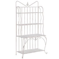 GARTENREGAL beige Metall 4 Ablageflächen klappbar Pavona - Beige, Metall (94/170/50cm) - Beliani