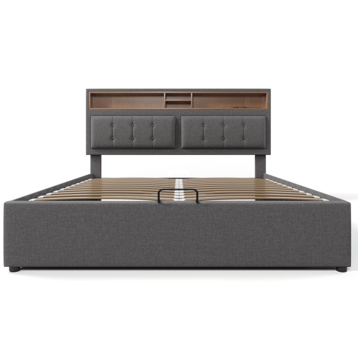 POLSTERBETT 160x200 cm in Grau mit Bettkasten, verstellbarem Kopfteil und USB-C-Anschluss - Grau, Textil (160/200cm) - IVMEU