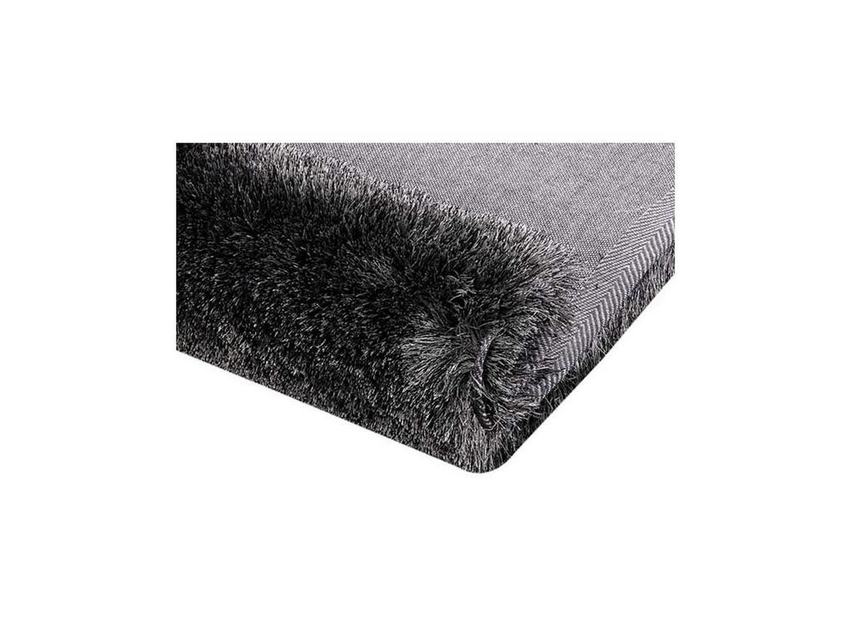 SPARSET: Couchtisch - Transparent & Schwarz - KELLY + Teppich Shaggy - Anthrazit - DOLCE - Transparent, Glas (230/160/37cm) - Vente-Unique