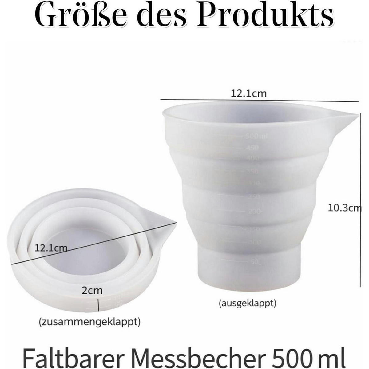 MESSBECHER faltbar Silikon 500 ml - Weiß, Kunststoff (0.5L)
