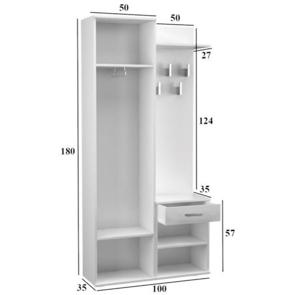 GARDEROBE Fiora 100/180/35 weiß - Chromfarben/Weiß, Holzwerkstoff/Kunststoff (100/180/35cm) - Beautysofa