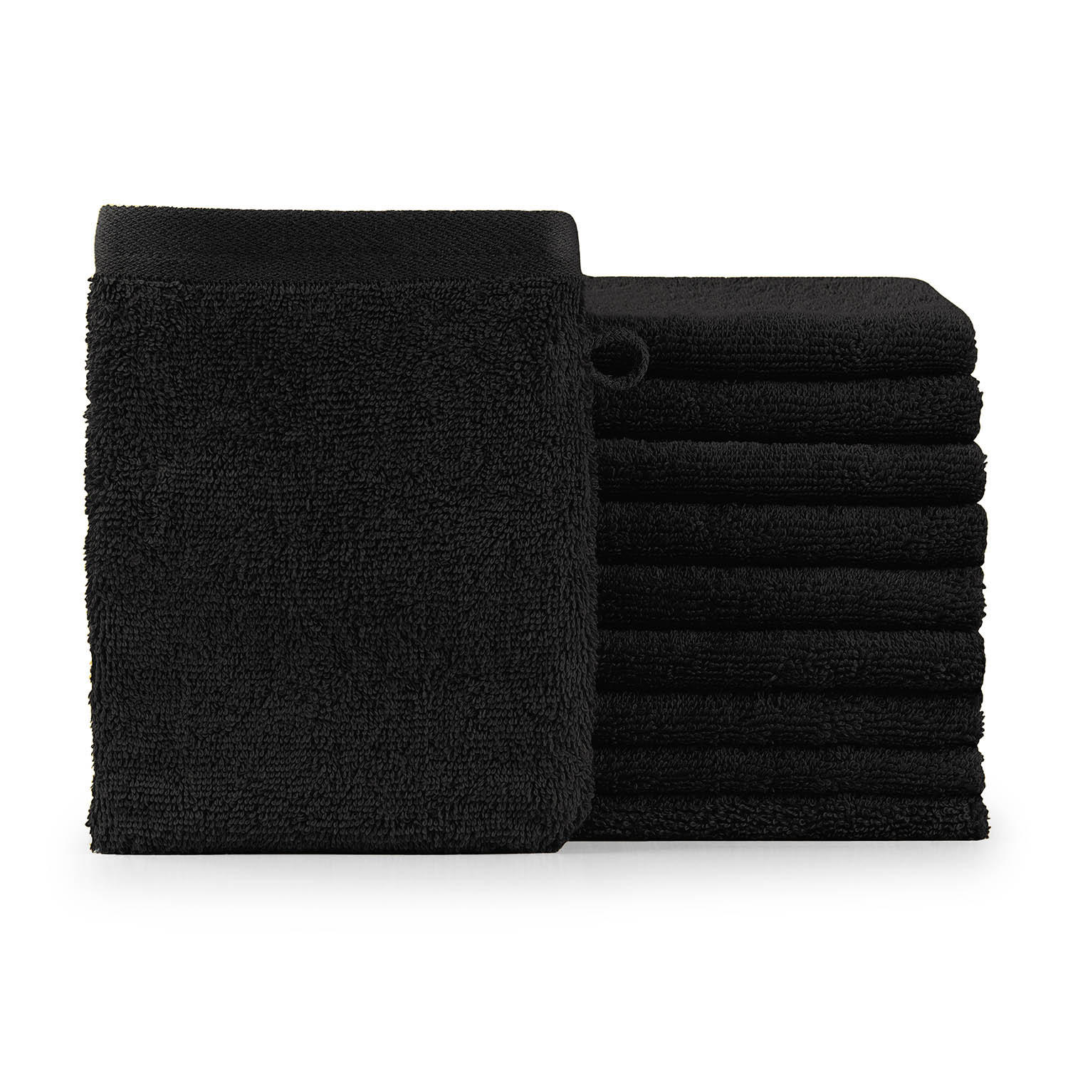 WASCHLAPPEN 10er-Set, 10x Waschlappen 15/20 cm, Schwarz - Schwarz, Textil (15/20cm) - Blumtal