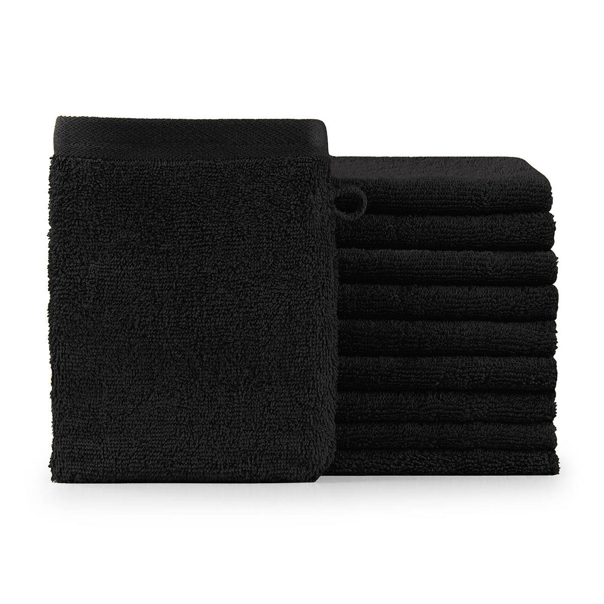 WASCHLAPPEN 10er-Set, 10x Waschlappen 15/20 cm, Schwarz - Schwarz, Textil (15/20cm) - Blumtal