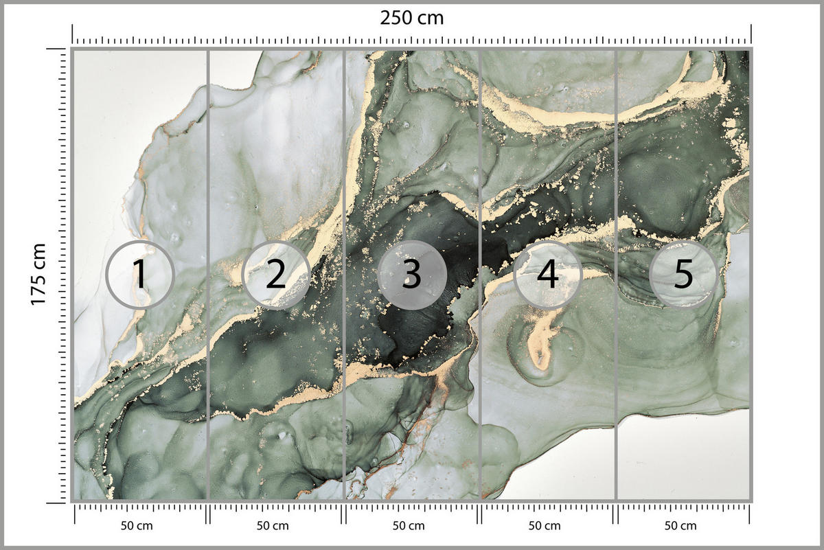 FOTOTAPETE für Küche Eleganter Grüner Marmor Gold Glamour 250x175 - Grün, Papier (250/175cm) - Muralo