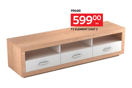 tv element bijela boja drveta