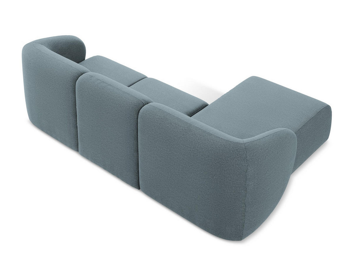 ECKSOFA Links Bouclé Stoff Blau - Blaugrau/Schwarz, Holzwerkstoff/Kunststoff (248/166cm) - Makamii