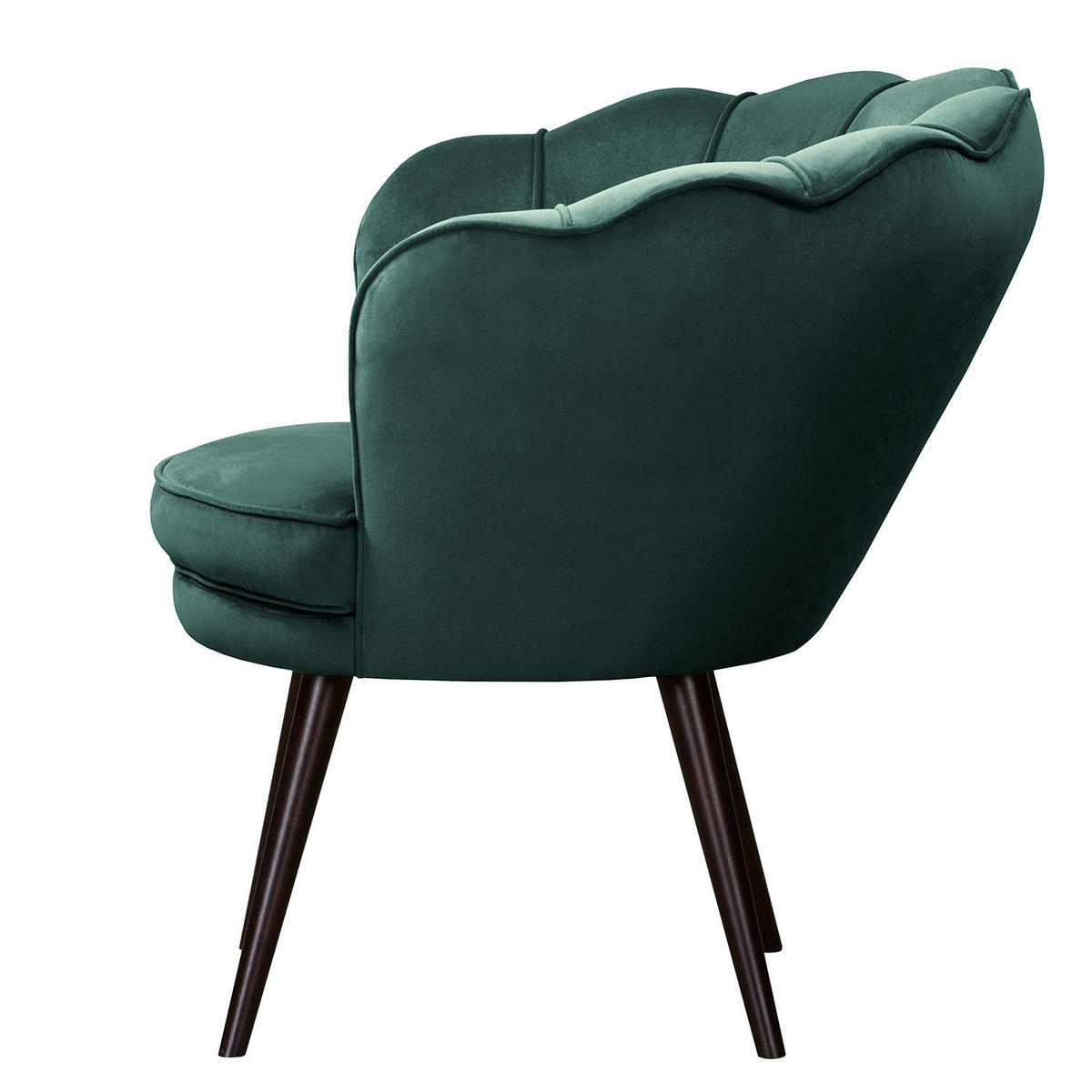 SESSEL - Samt, Füße Dunkel - Dunkelbraun/Petrol, Birkenholz/Textil (75/74/75cm) - home24