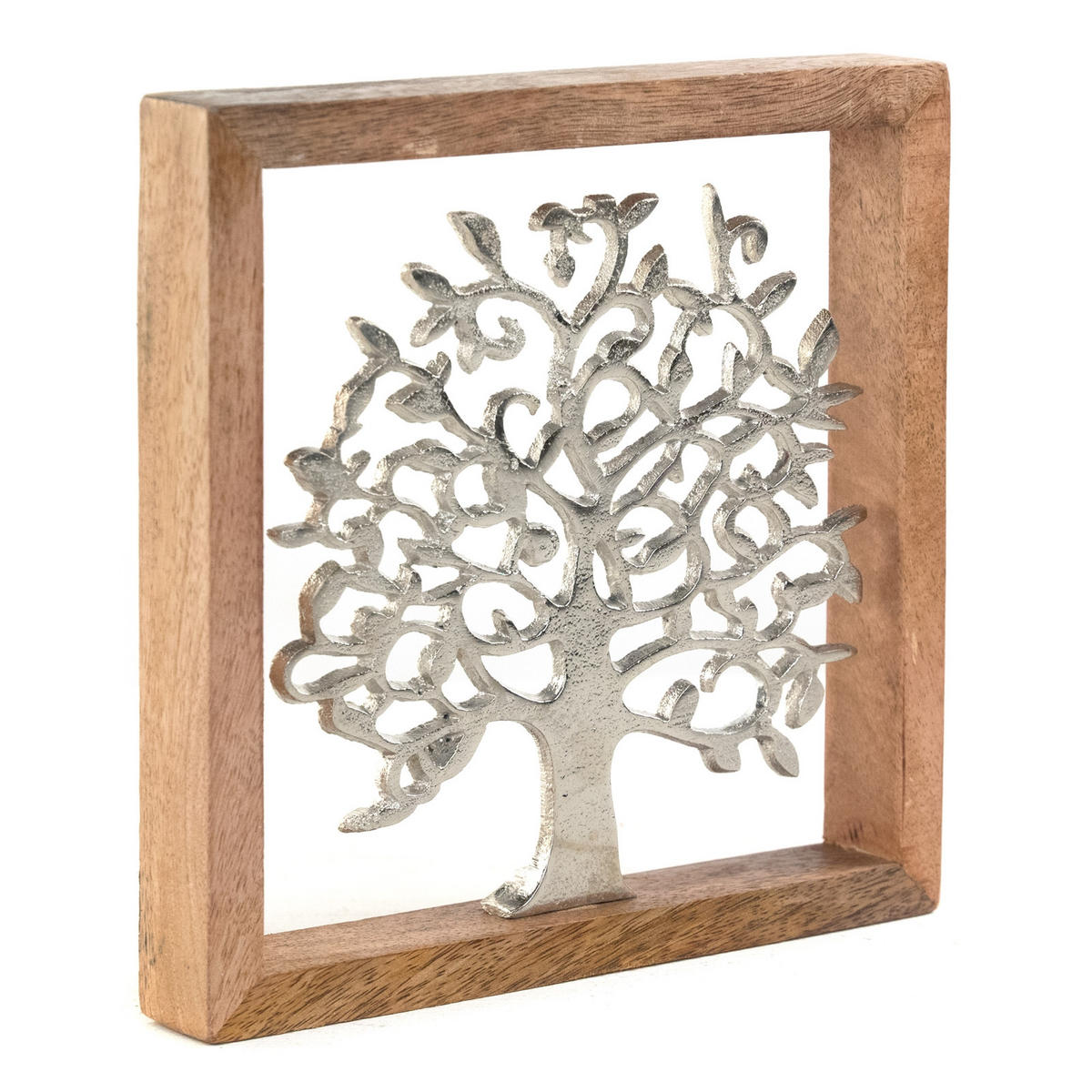 WANDBILD Lebensbaum Metall, Mangoholz silber-braun - Silberfarben, Metall (2/20/2cm) - DESIGN DELIGHTS