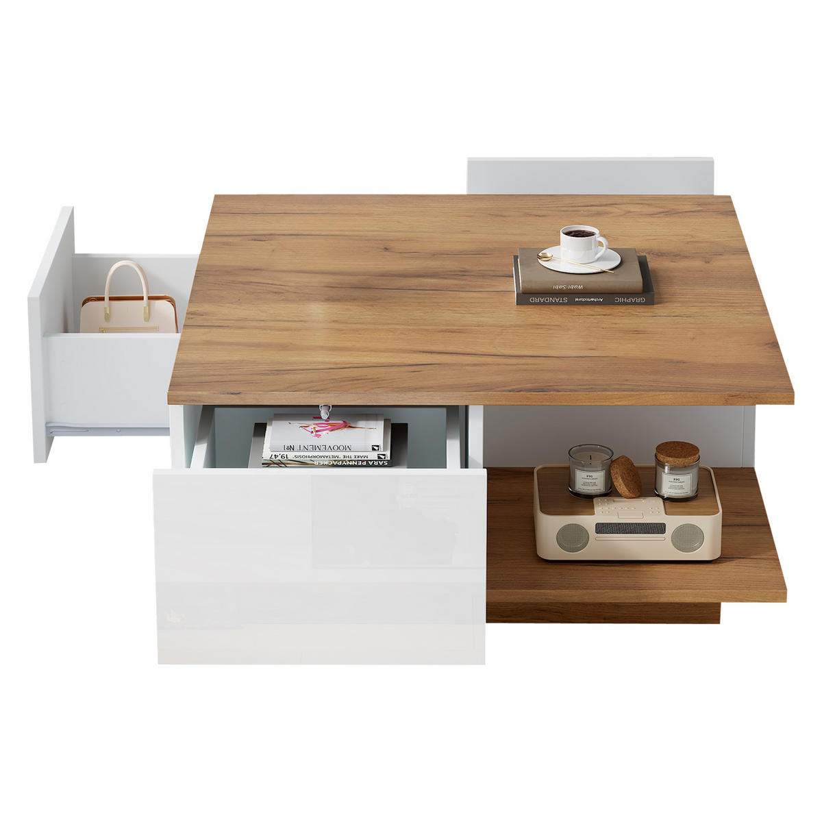 COUCHTISCH Weiß/Holzfarbe - Weiß, Holzwerkstoff (70/70/31.5cm)