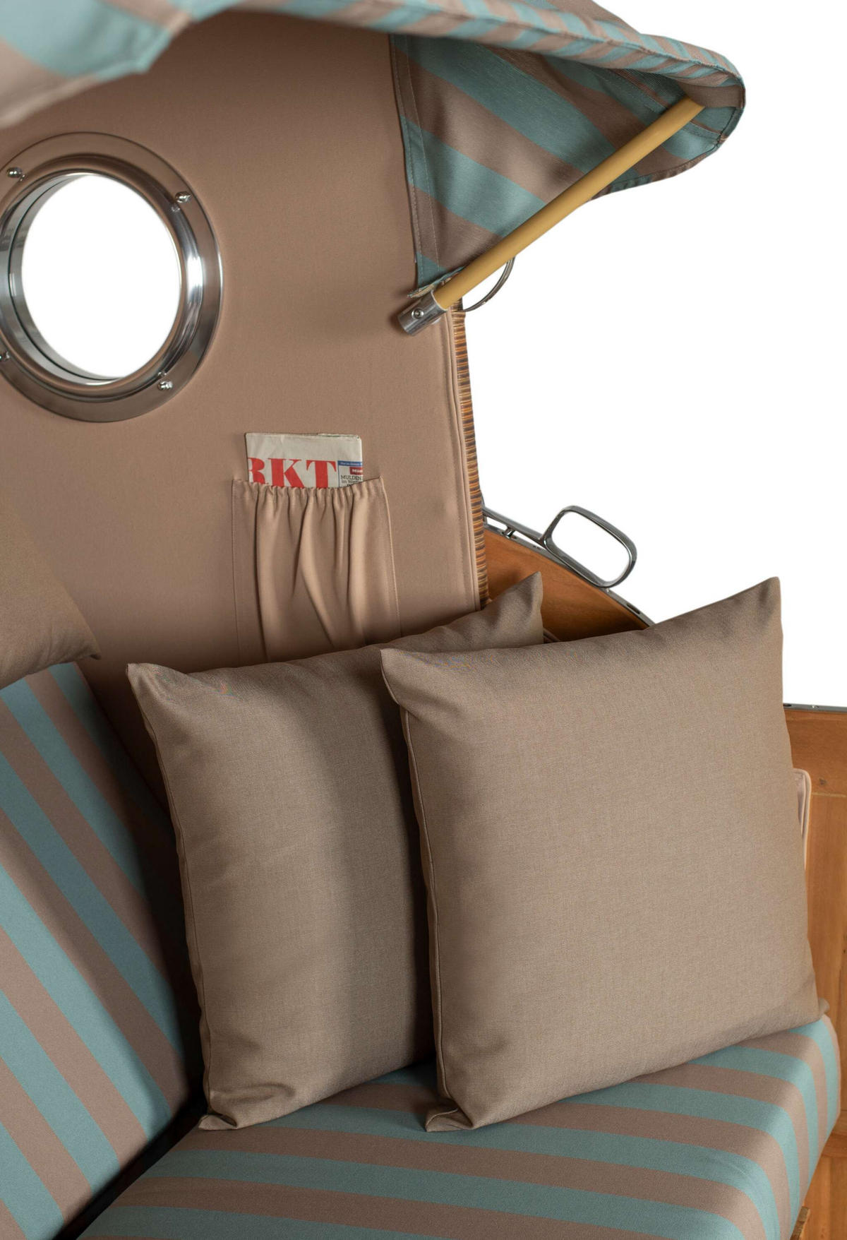 STRANDKORB XXL Düne Grande Teak Banana - Blaugrau/Braun, Metall (142/170/95cm) - Mr. Deko