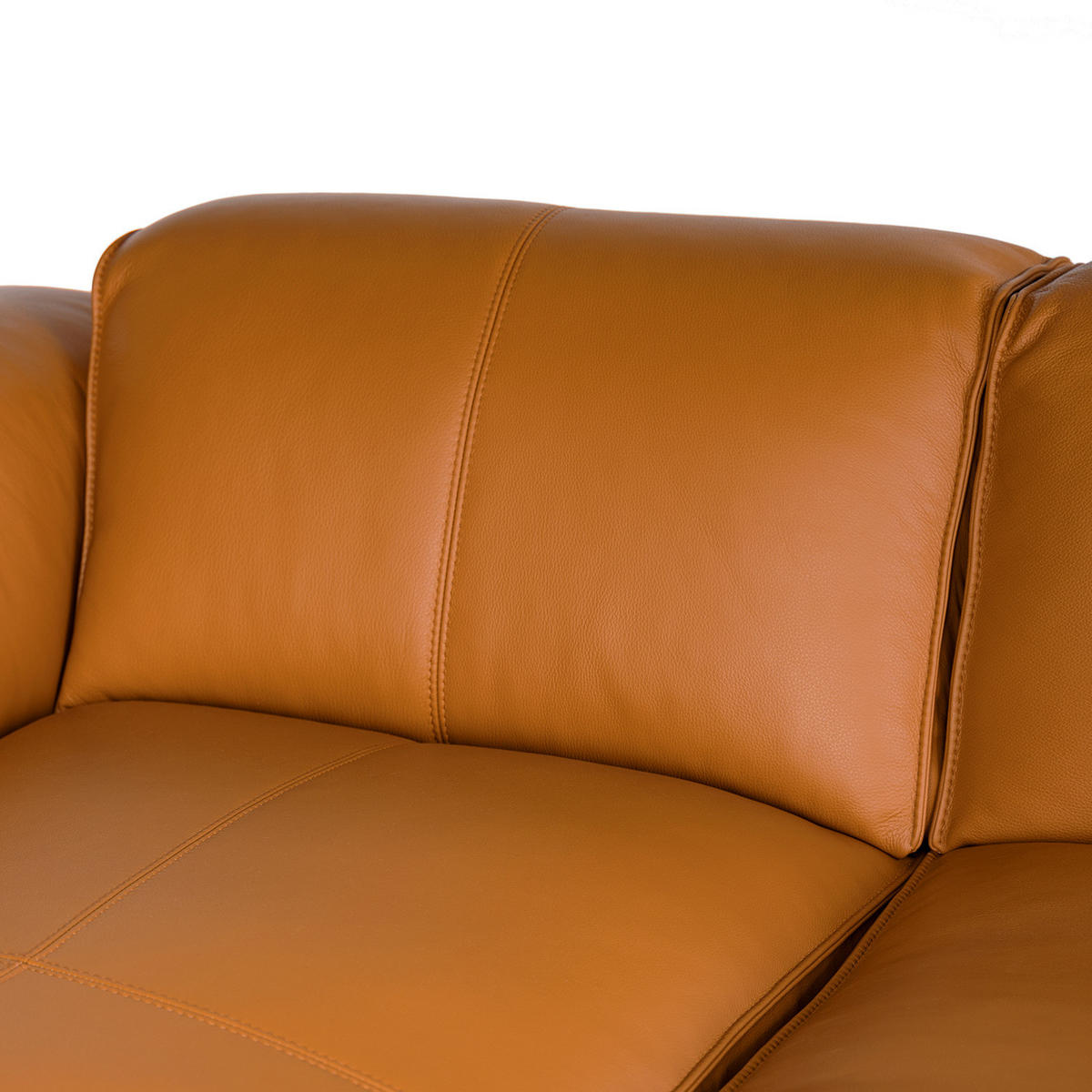 ECKSOFA mit Rundecke - Cognac/Schwarz, Leder/Kunststoff (325/260cm) - home24