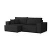 ECKSOFA MATT 255/153 cm links in Cord Schwarz - Schwarz, Holz/Holzwerkstoff (255/153cm) - Deine Möbel 24