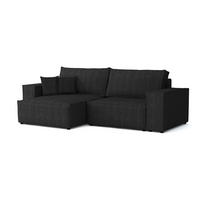 ECKSOFA MATT 255/153 cm links in Cord Schwarz - Schwarz, Holz/Holzwerkstoff (255/153cm) - Deine Möbel 24