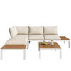 LOUNGESET Akazie Beige 2x Zweisitzer 2x Tische 1x Tisch - Beige, Metall - FLIEKS